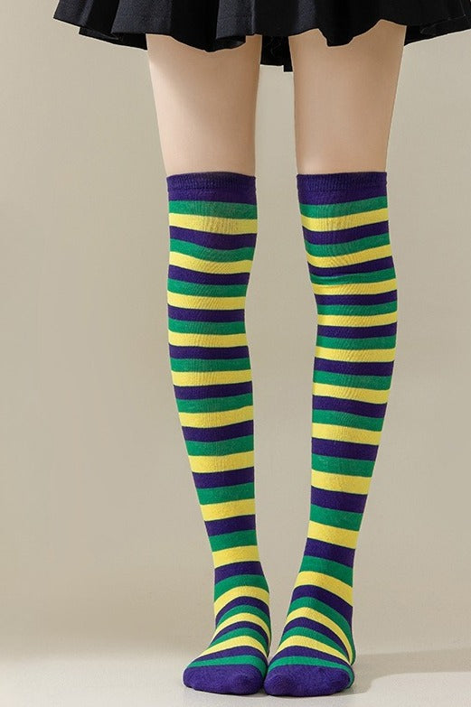 Striped Knee High Christmas Socks