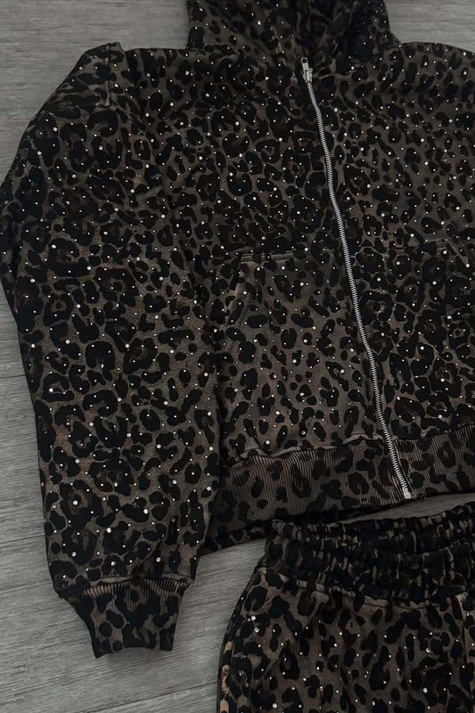 Leopard Print Zip-Up Hoodie