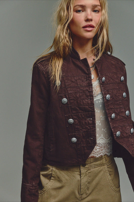 Cropped Double Breasted Military Jacket