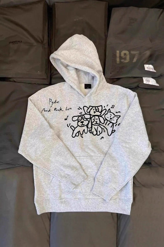 Dog Graffiti Graphic Heavyweight Pullover Hoodie