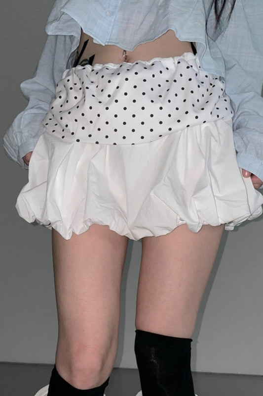 Polka Dot Patchwork Mini Skirt
