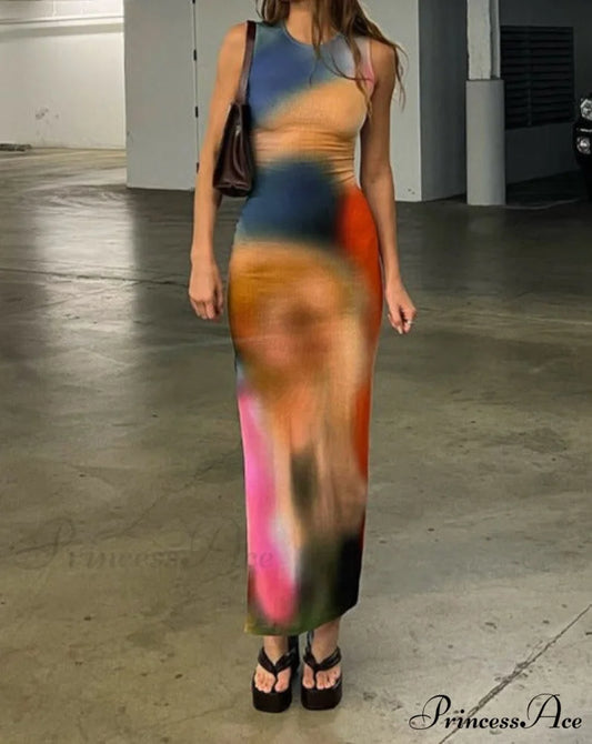 Earthen Gradient Stylish Maxi Slit Dress