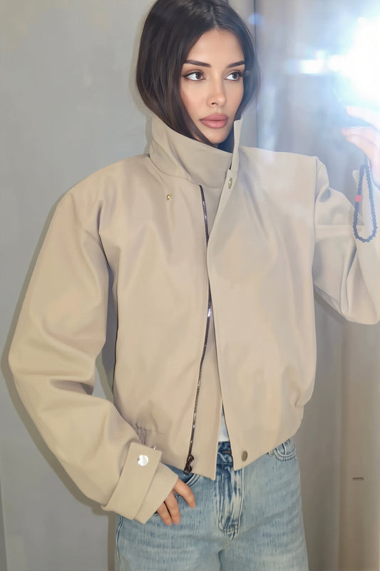 Elastic Stand Collar Lightweight Bomber Jacket