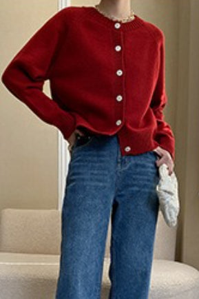 Jade Button Raglan Christmas Cardigan