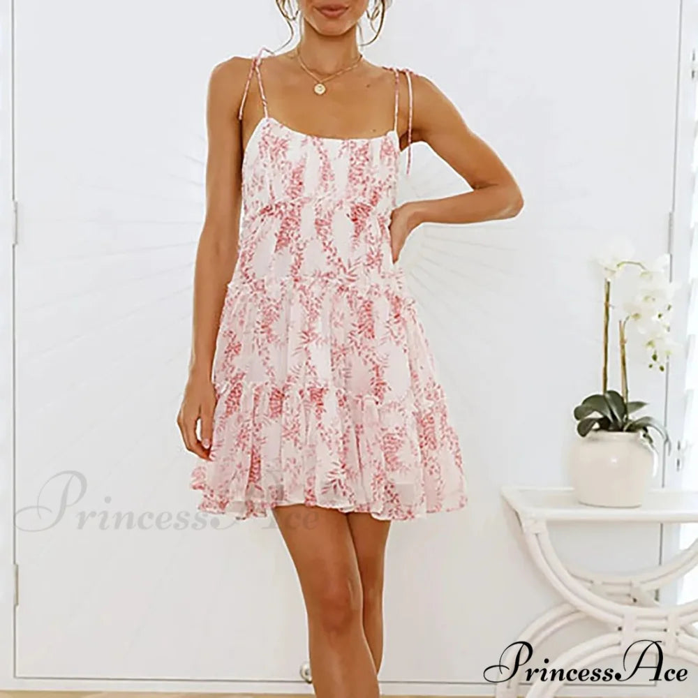 Eclectic Flowery Spaghetti Strap Informal Floral Dress Light pink / S floraldress-250126