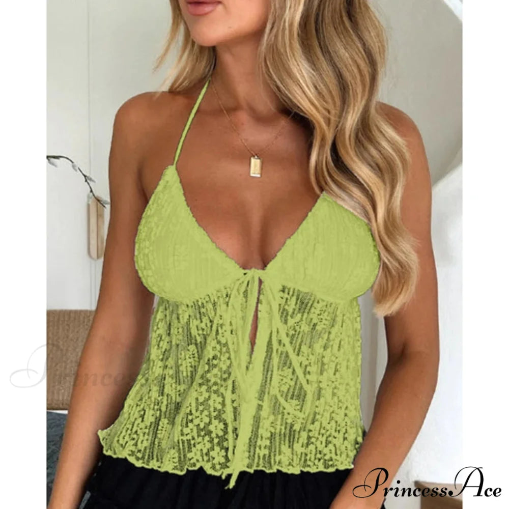 Eclectic Lace Fasten-Up Crop Top green / S croptop-250223