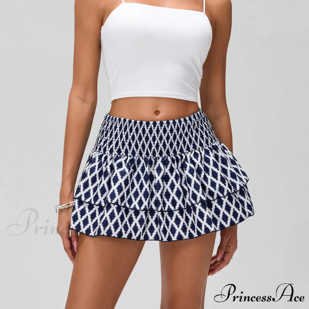 Eclectic Tiered Frilly Skirt DEEP BLUE / S skirts-250223