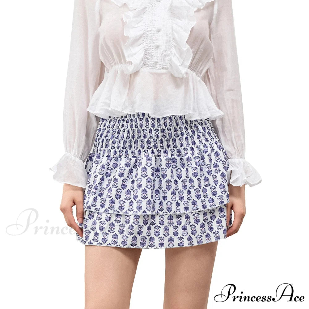 Eclectic Tiered Frilly Skirt Lake Blue / S skirts-250223