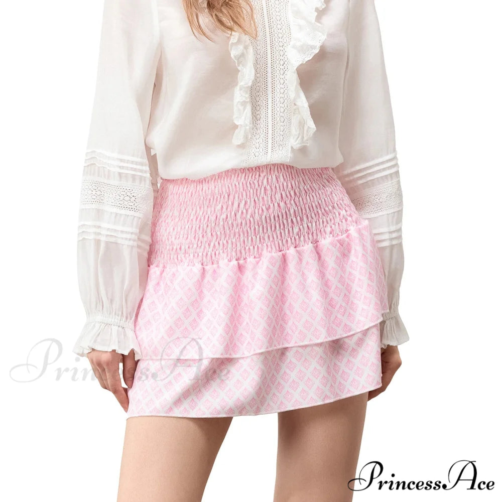 Eclectic Tiered Frilly Skirt Light Pink / S skirts-250223