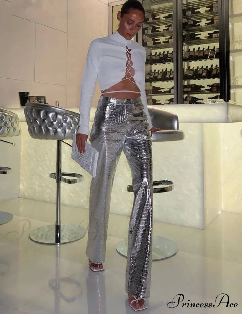 EDA Elegant PANTS Silver / M