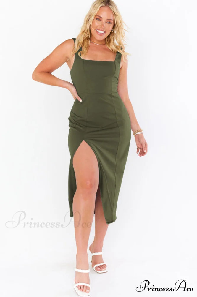 Eden Elegant Midi Dress S / Green