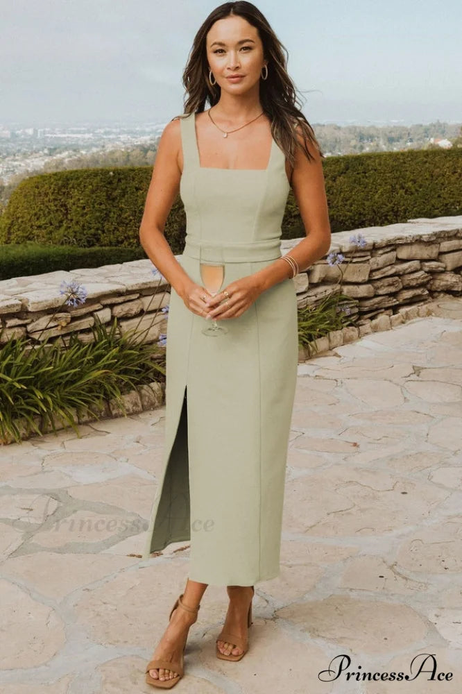 Eden Elegant Midi Dress S / Moss Green