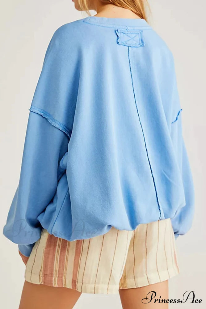 Edge Raw Neck Crew Sweatshirt Blue / 2XL