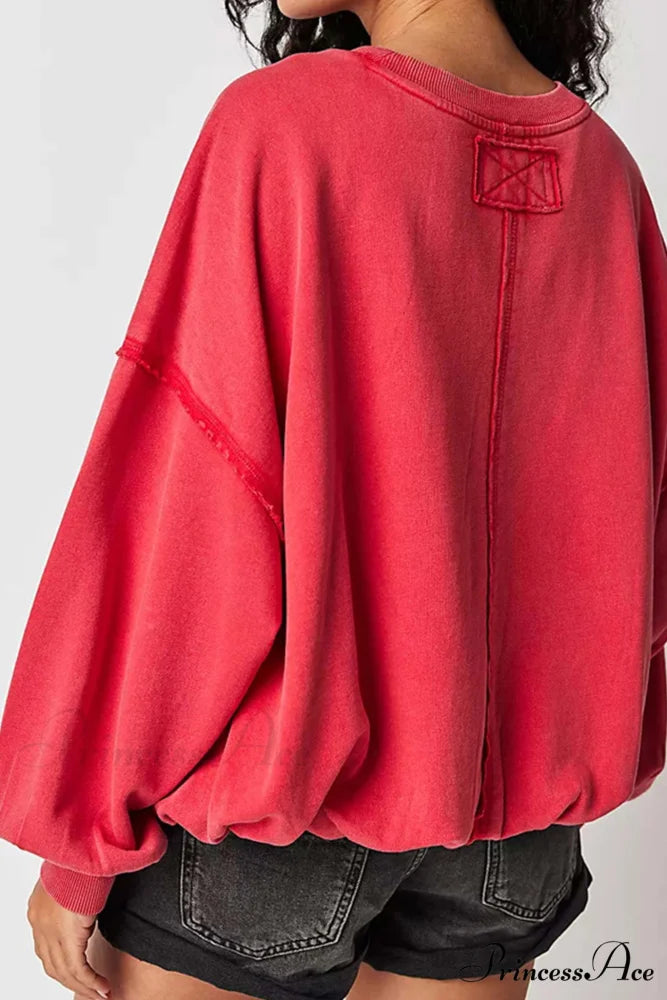 Edge Raw Neck Crew Sweatshirt Red / 2XL