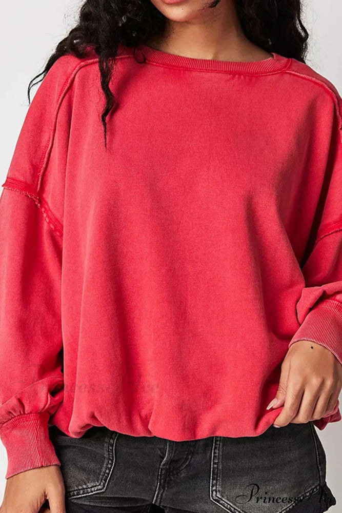 Edge Raw Neck Crew Sweatshirt Red / L