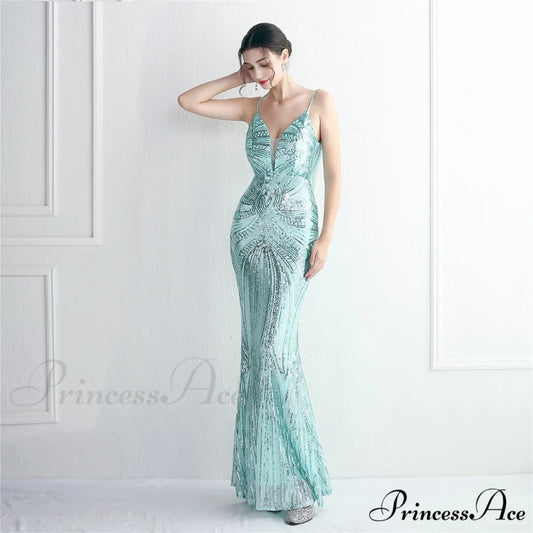 Edlyn Sequin Laceup Charming Mermaid Formal Dress