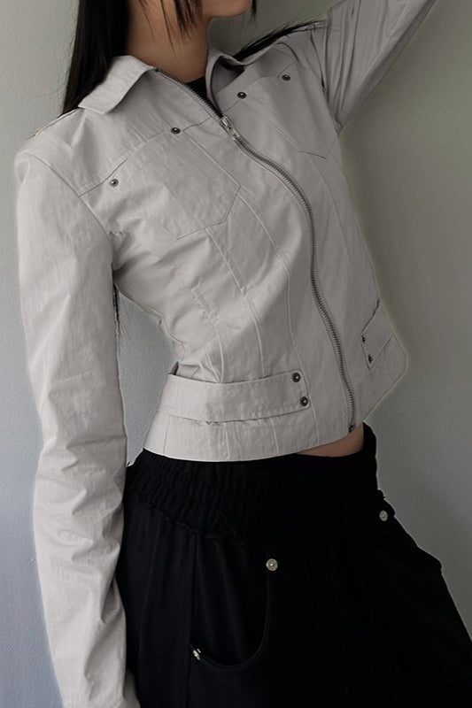 Zip Up Solid Color Utility Jacket