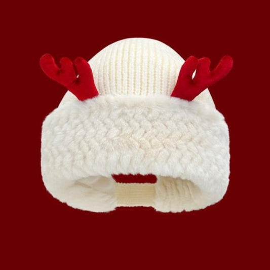 Reindeer Plush Knit Earflap Christmas Hat
