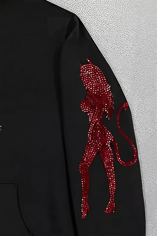 Angel Devil Rhinestone Zip Hoodie