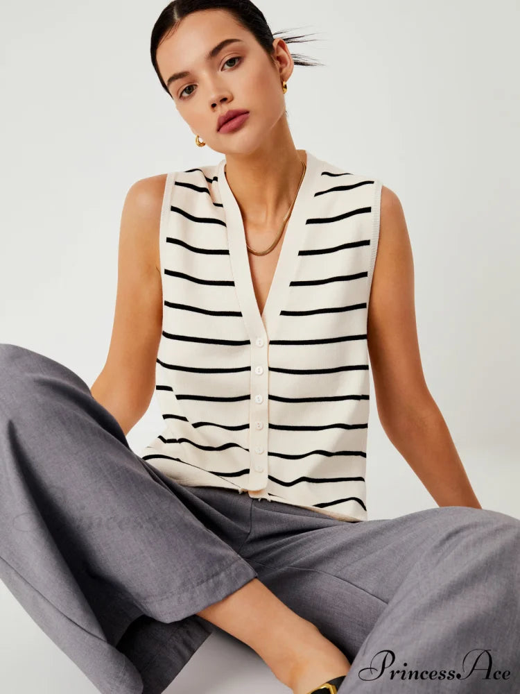 Effortless Charming Stripe Vest Off-White / XS