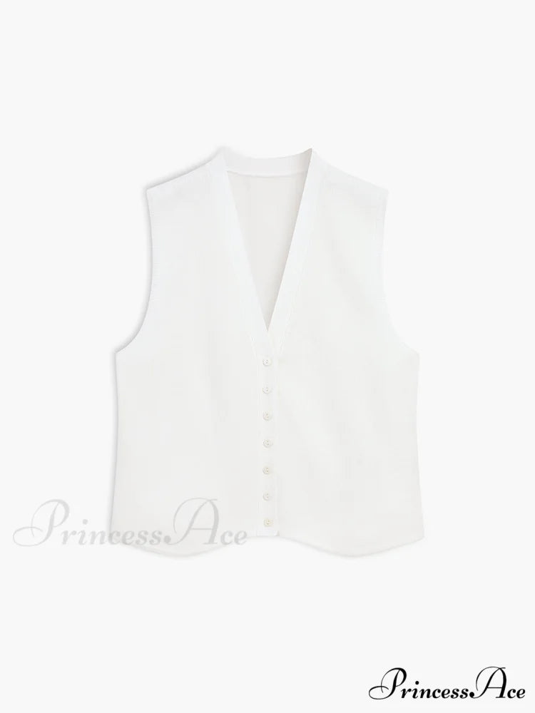 Effortless Charming Stripe Vest White / XS