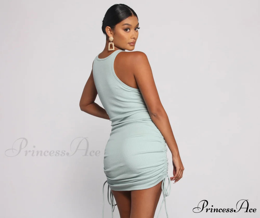 Effortless Everyday Ruched Charming Knit Mini Dress