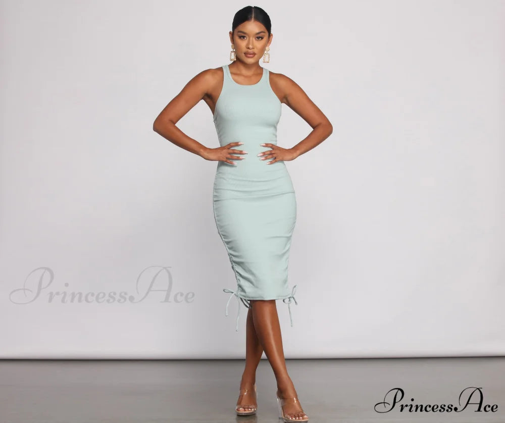 Effortless Everyday Ruched Charming Knit Mini Dress