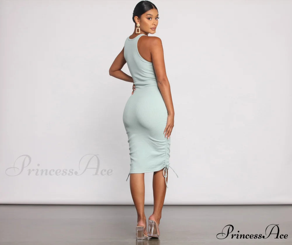 Effortless Everyday Ruched Charming Knit Mini Dress