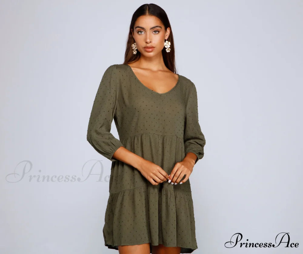 Effortless Vibes Stylish Babydoll Dress OLIVE / XS