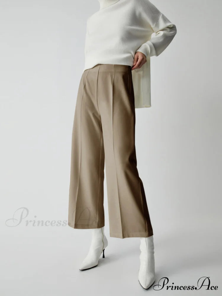Effortless Wide Graceful Leg Culotte Pants Khaki / XS