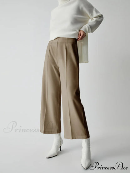 Effortless Wide Graceful Leg Culotte Pants Khaki / XS