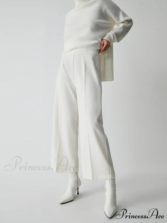 Effortless Wide Graceful Leg Culotte Pants White / XS