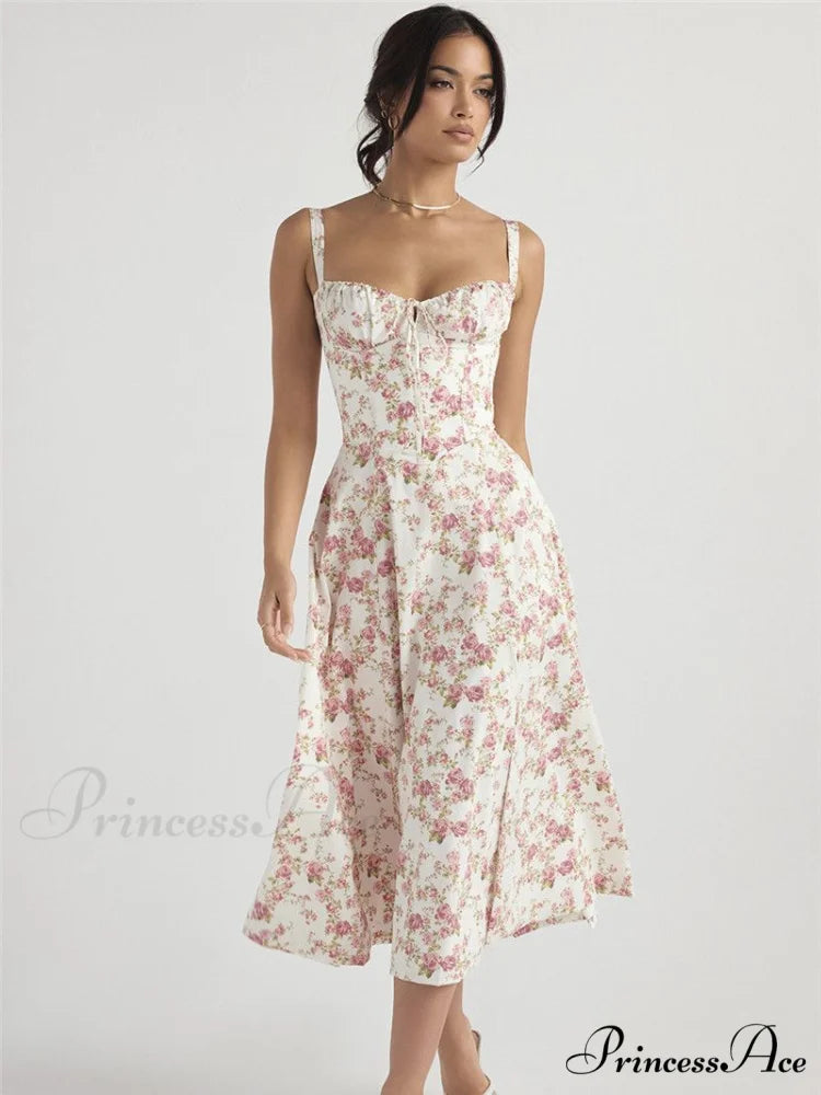 Effortlessly Enchanting Stylish Floral Maxi Dress WHITE / XS