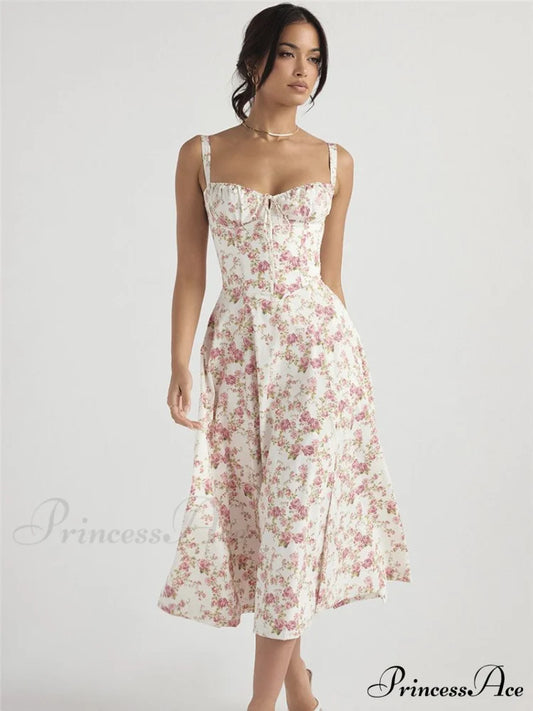 Effortlessly Enchanting Stylish Floral Maxi Dress WHITE / XS