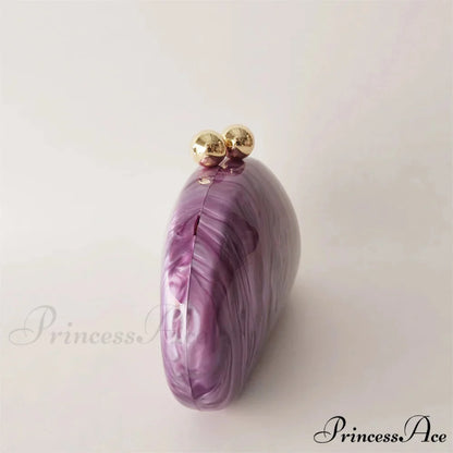 Egg-shaped Violet Shell Acrylic Purse Crossbody clutchbag-250126