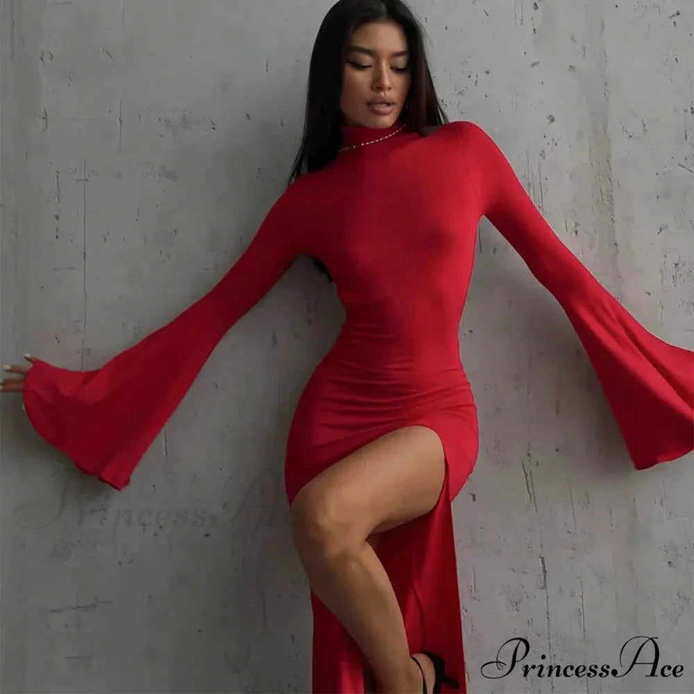 ELANA Elegant MAXI DRESS Red / S