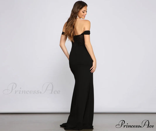 Elandra Formal Off The Graceful Shoulder Heat Stone Dress