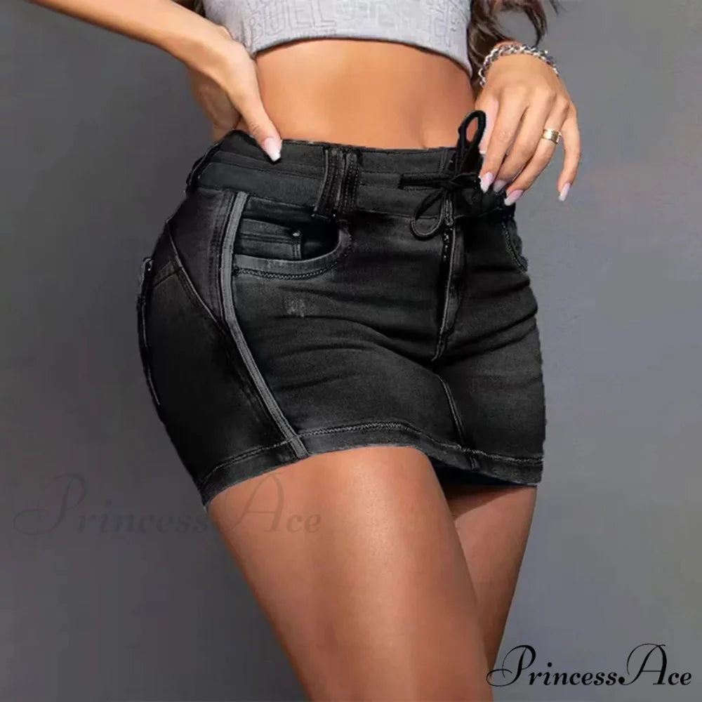 Elastic Cargo Envelop Denim Skirt Black / S skirts-250223