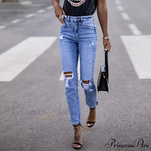 Elastic distressed leggings Jean Blue / S