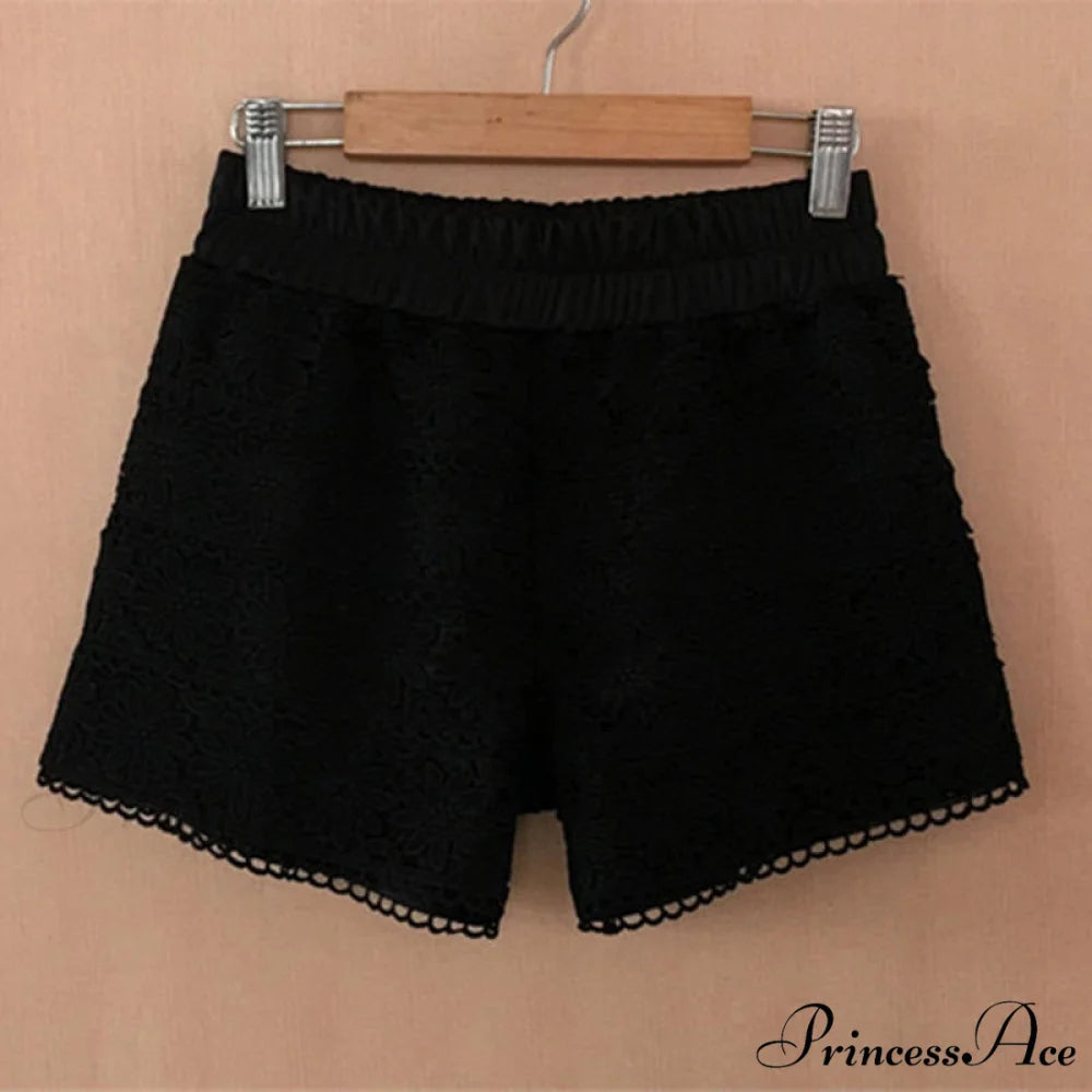 Elastic High Waist Lace Shorts