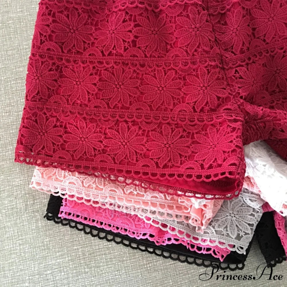 Elastic High Waist Lace Shorts