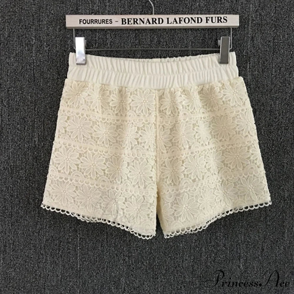 Elastic High Waist Lace Shorts