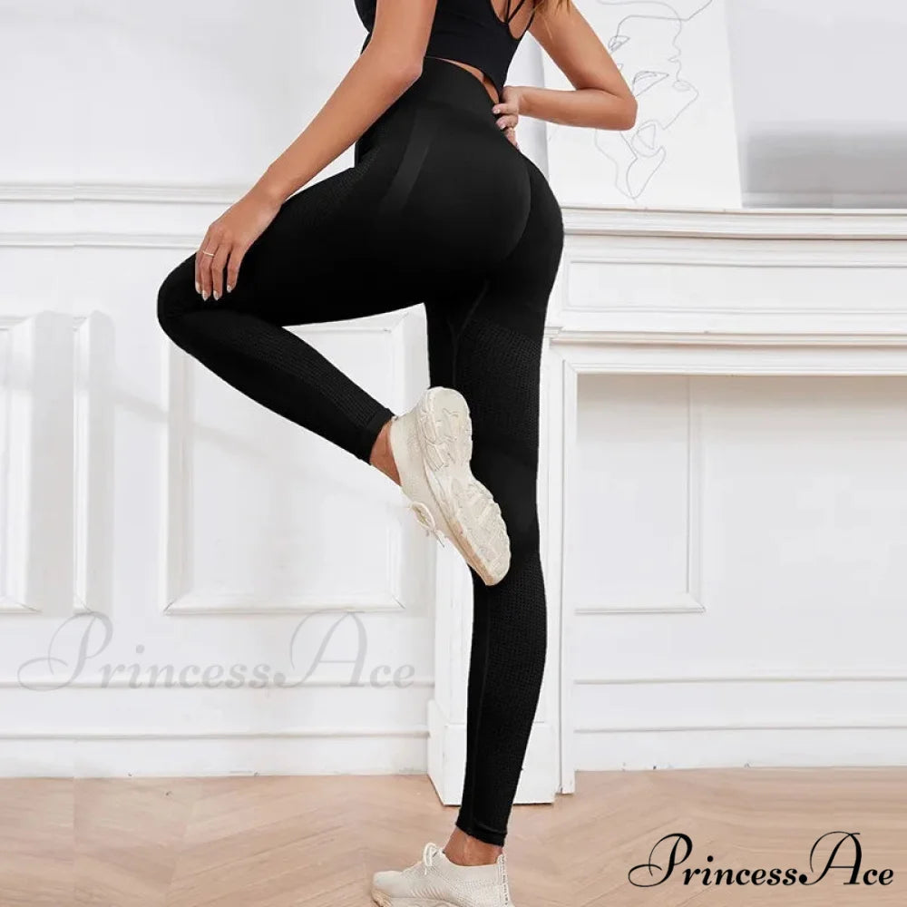 Elastic Hip Lifting Slim Gym Workout Legging Black / S