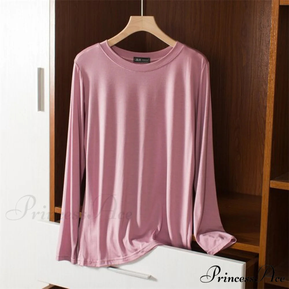 Elastic Long Sleeve Bottomed T-shirt Pink / M