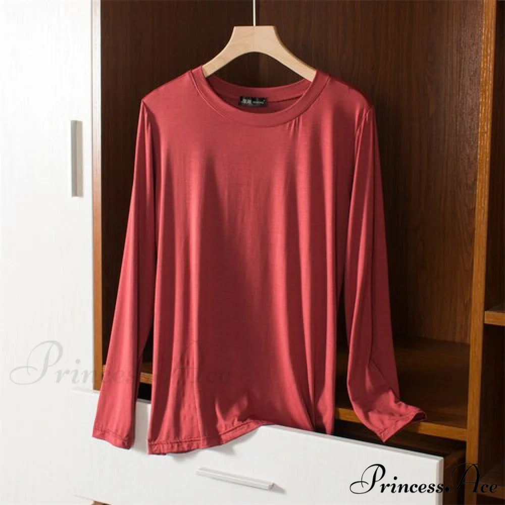 Elastic Long Sleeve Bottomed T-shirt red / M