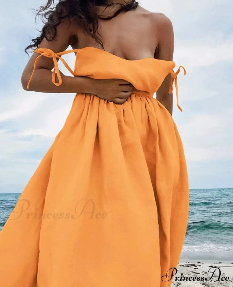 ELBA Elegant MIDI DRESS Orange / S