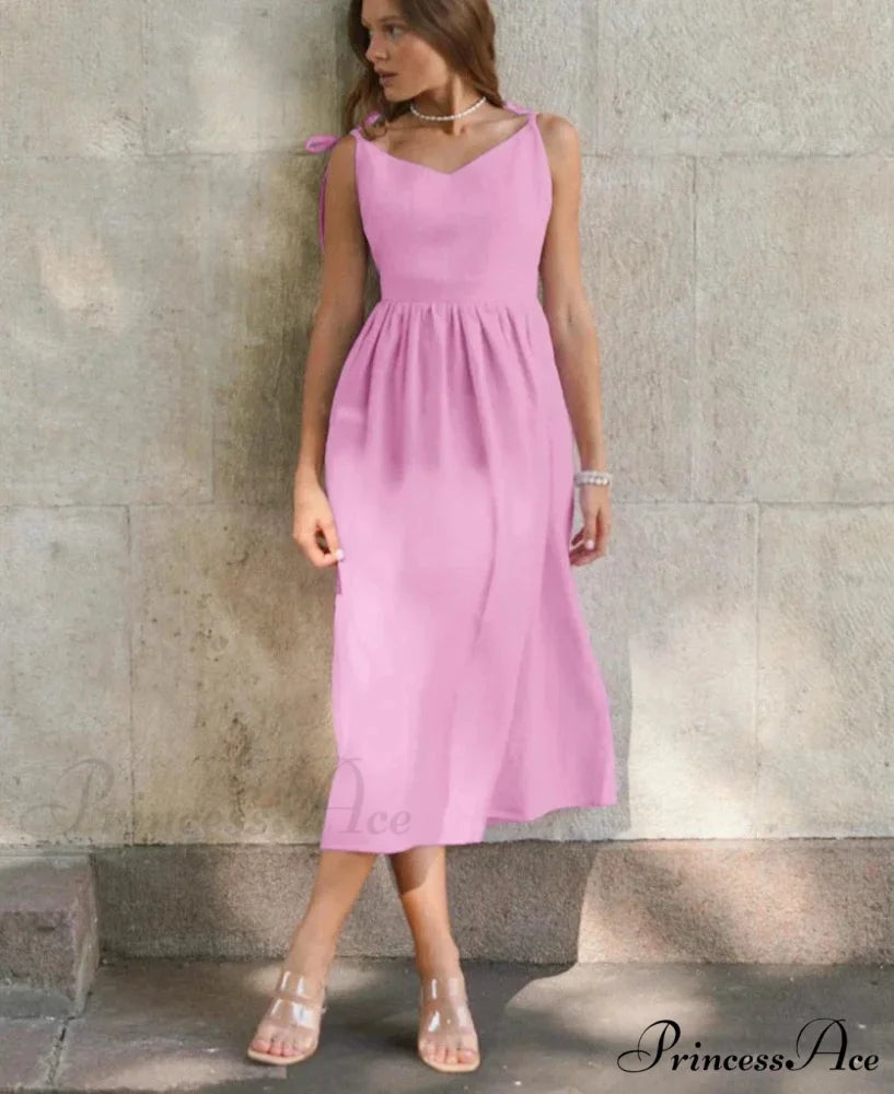 ELBA Elegant MIDI DRESS Pink / S