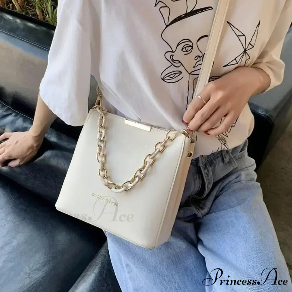 Elderly Leather Chain Pail Shoulder Crossbody crossbody-250126
