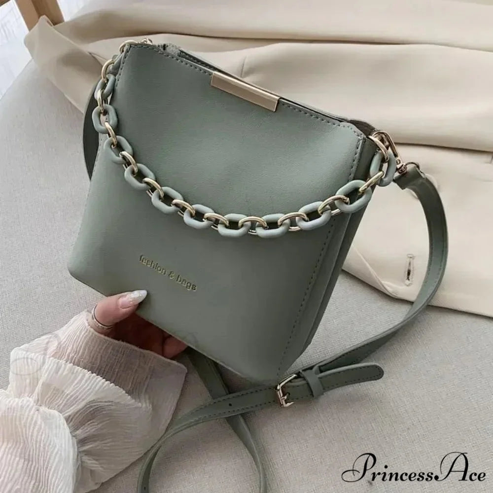 Elderly Leather Chain Pail Shoulder Crossbody crossbody-250126