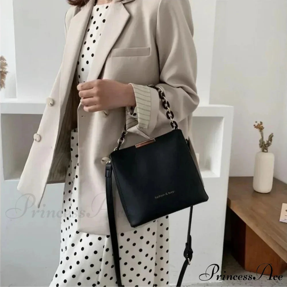 Elderly Leather Chain Pail Shoulder Crossbody crossbody-250126